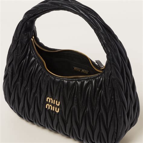 miu miu wander hobo|Black Wander Matelassé Nappa Leather Hobo Bag .